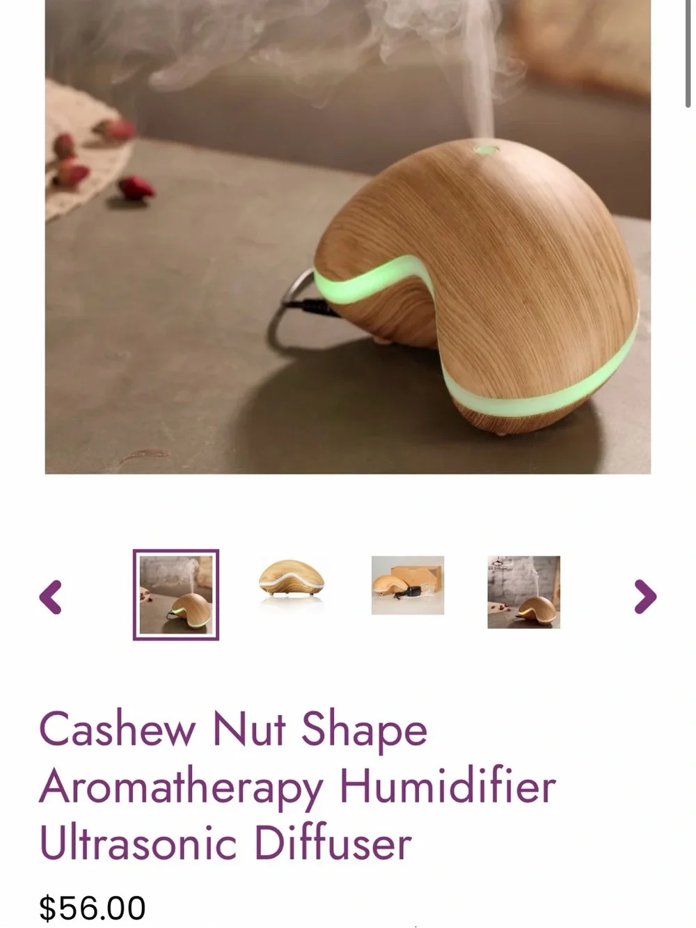 GX Diffuser GX-14K Cashew Nut Shape Aroma Diffuser, Light Wood Grain, Electric